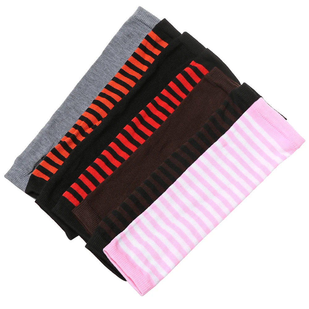 

Fashion Women Girls Soft Cotton Classic Fingerless Glove Wristband Arm Cover Long Sleeve Striped Elbow Mitten Knitted Gloves