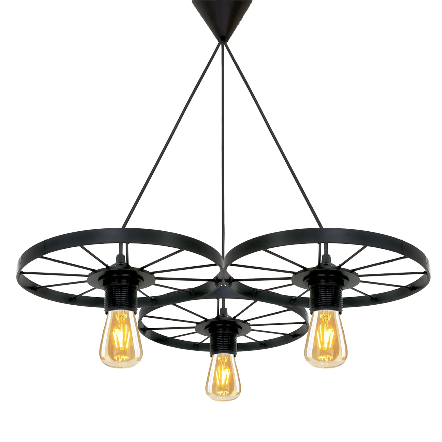 Металлическая подвесная люстра Bundera в виде колеса велосипеда из кованого железа