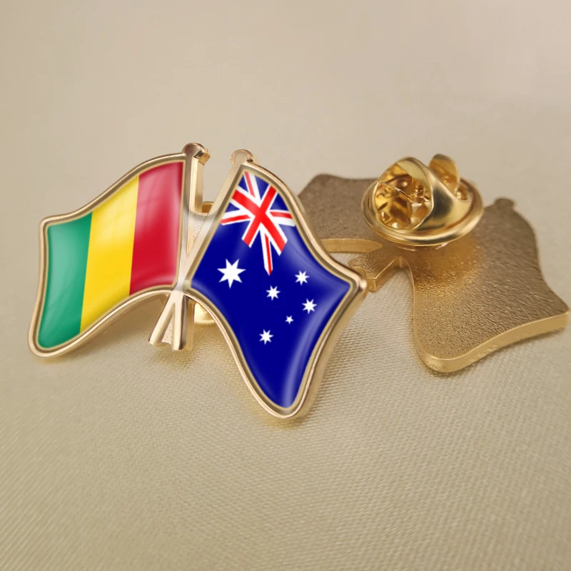 

Guinea and Australia Crossed Double Friendship Flags Lapel Pins Brooch Badges