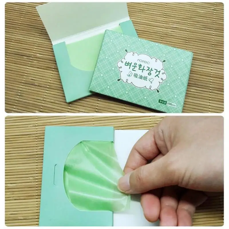 

100sheets/pack Green Tea Facial Oil Blotting Sheets Paper Cleansing Face Oil Control Absorbent Paper Beauty makeup tools