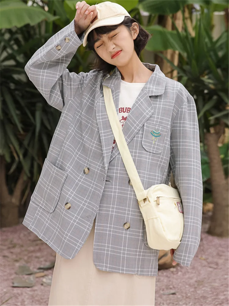 

Середины Длина, Сумочка через плечо плетенная Женская Блейзер кнопки студенты карманы с отложным воротником и длинными рукавами на весну в ...