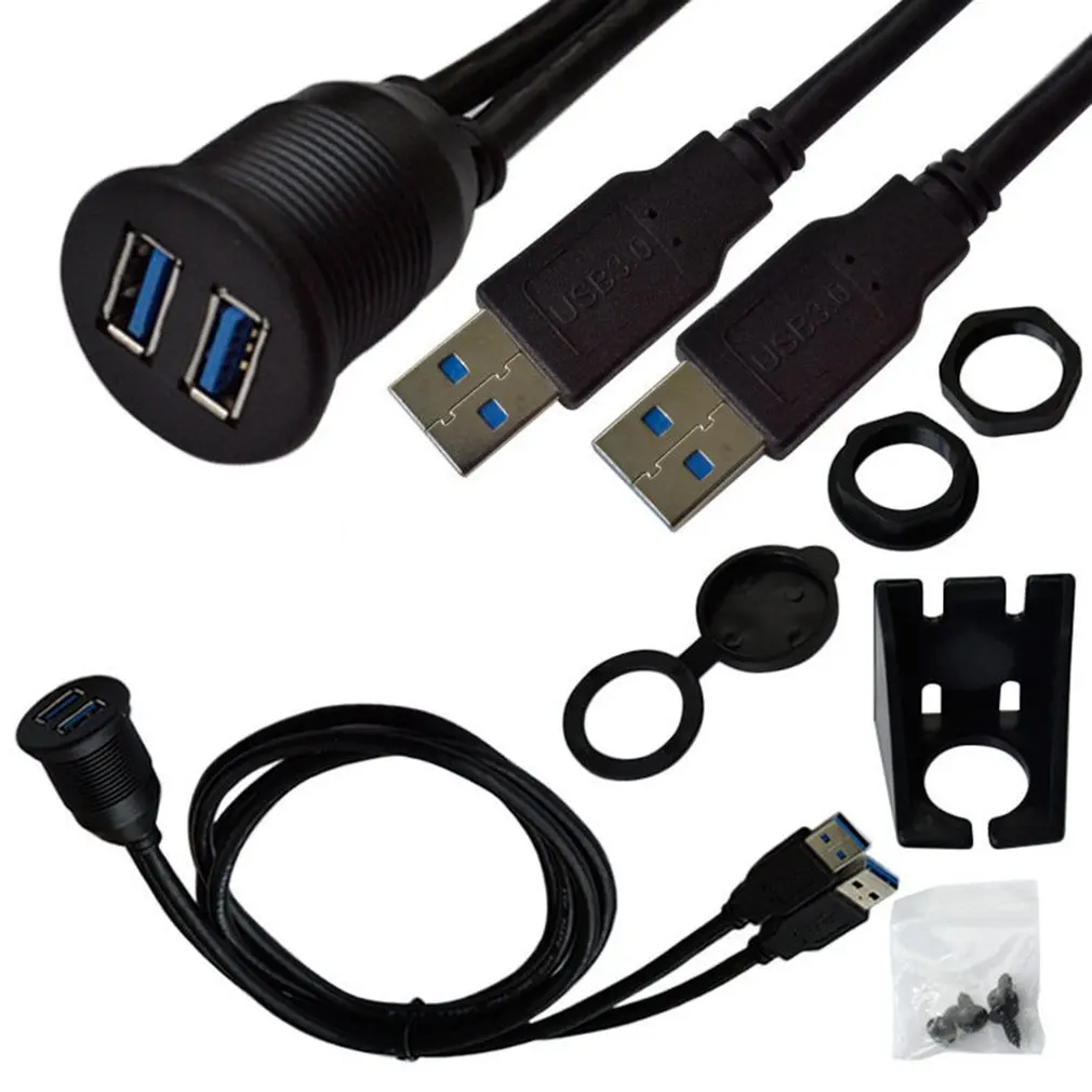Car Dashboard Flush Mount USB Dock Adapter Panel 3.0 Port Male to Female Cable Extension for Motorcycle Boat | Автомобили и