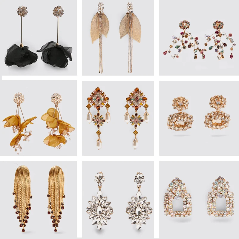 Новинка 2020 блестящие висячие серьги в стиле бохо с кристаллами разные цвета для