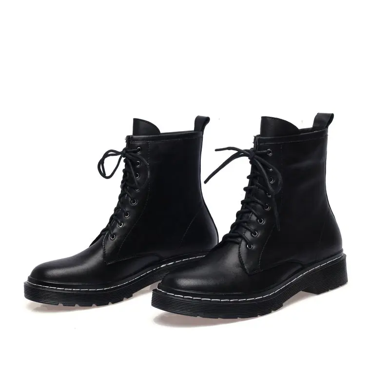 

Brand Women 100% Genuine Leather Shoes Woman Thick Heeled Zipper Motorcycle Boots Women Autumn Winter Boots Size 41 42