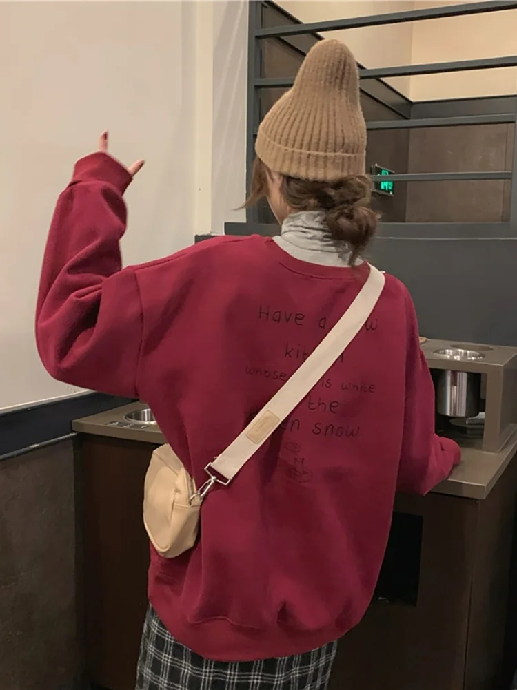 Осенние корейские толстовки большого размера 2021 Новинка Свободный пуловер с