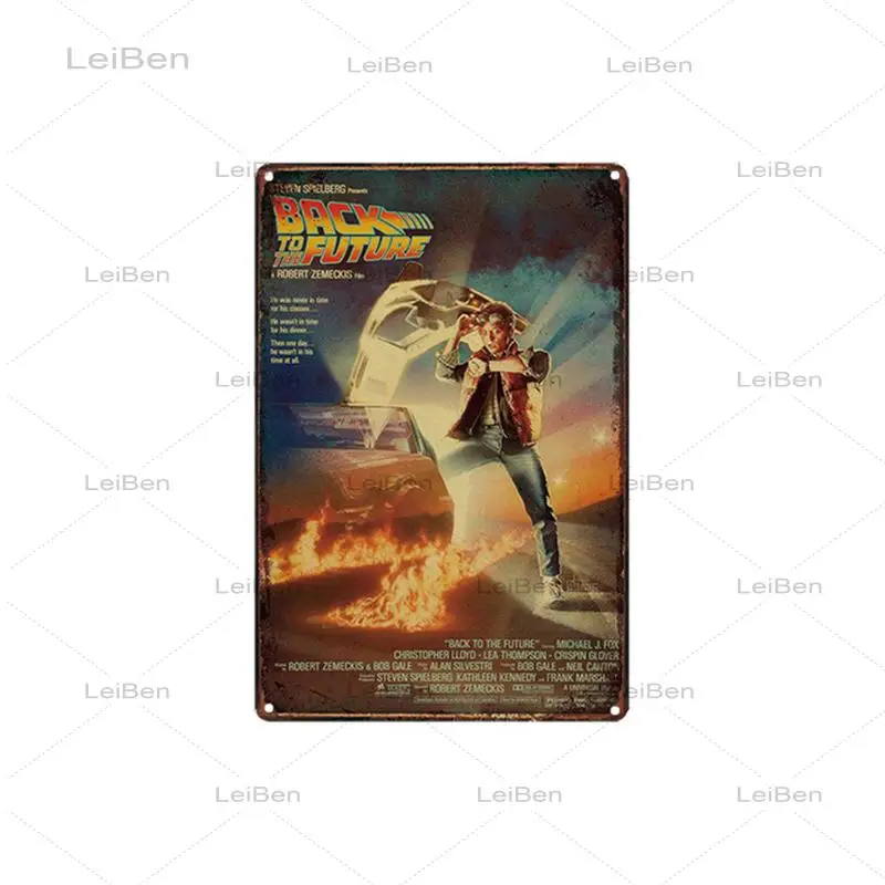 

Classic Movie Back To Future Metal Tin Sign Famous Fiction Vintage Iron Plate Retro Poster Decoration Bar Bedroom Wall Sticker