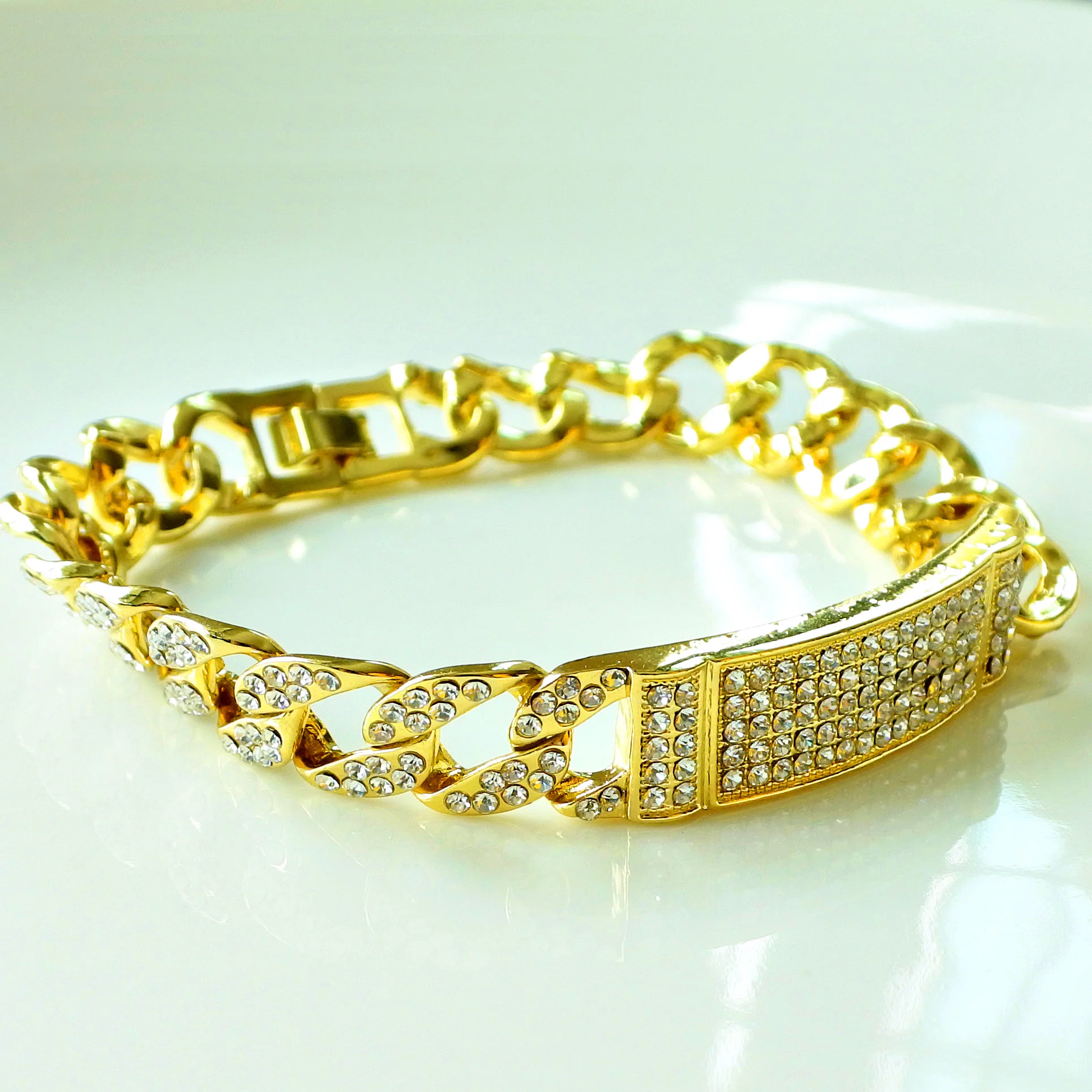 

Men Hip Hop Iced Out Bling Chain Bracelet Pave Setting CZ Stone 13MM Miami Cuban Chains Hiphop Bracelets Male Fashion Jewelry