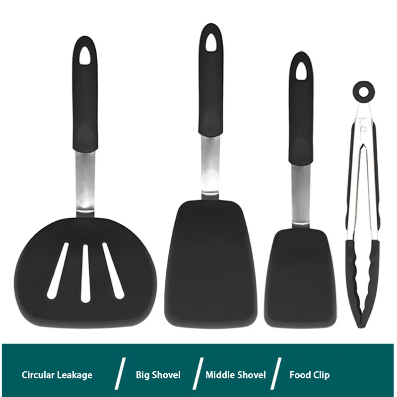 

High Quality Silicone Spatula Slotted Turner Set Non Stick Egg Fish Frying Pan Scoop Fried Shovel Spatula Cooking Utensils Set