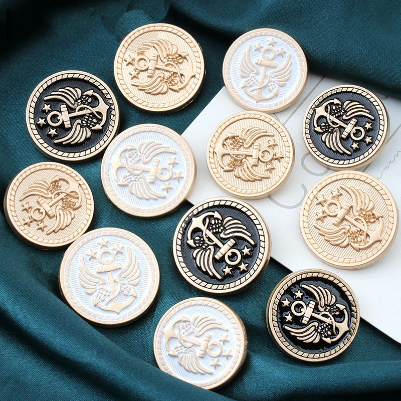 

10PCS Metal Buckle Suit Coat Windbreaker Women's Fashion Exquisite Golden Round Big Buttons Decorative Accessories