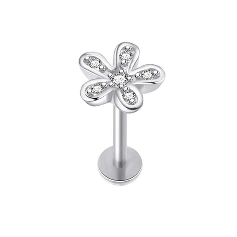 

1pc Flower Ear Piercing Stainless Steel Jewelry Ear Bars Lip Rings Tragus Earrings Cartilage