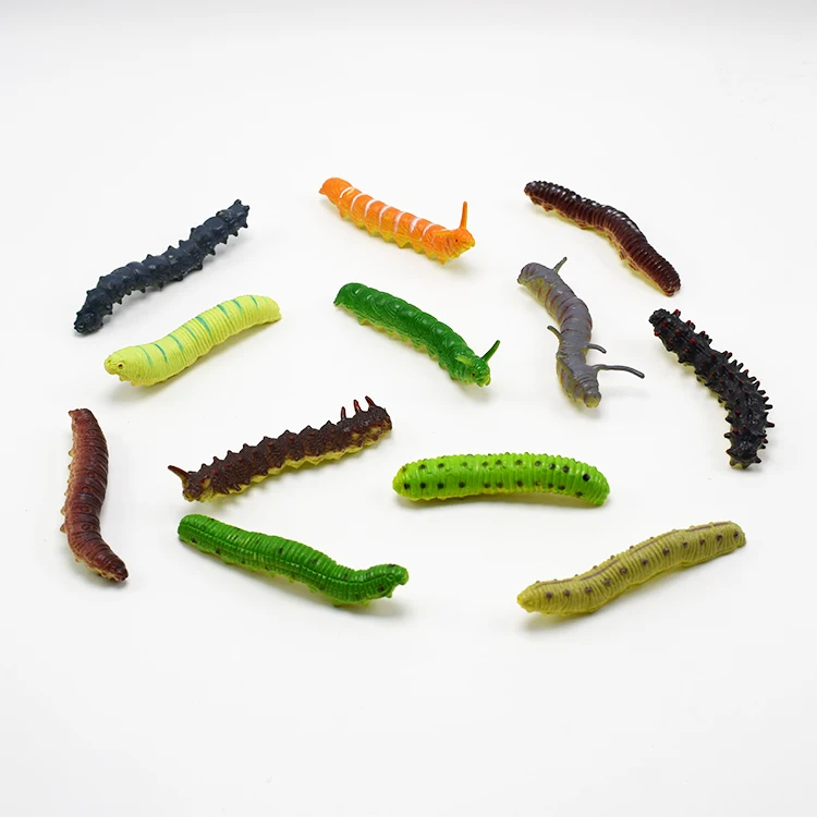 

12 kinds Worm Realistic Caterpillar Insect Educational Trick Toy Simulated crawling insect animal prank toy