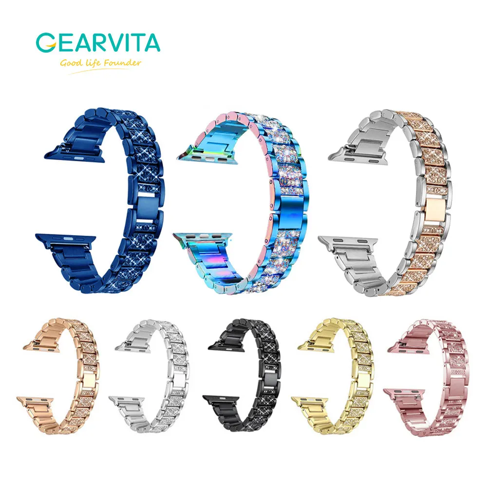 

Women Diamostrap Steel Watch Band Strap For Apple Watch 4 5/4/3/2/1 42mm 44mm 38mm 40mm Bracelet Leopard Print Watchbands