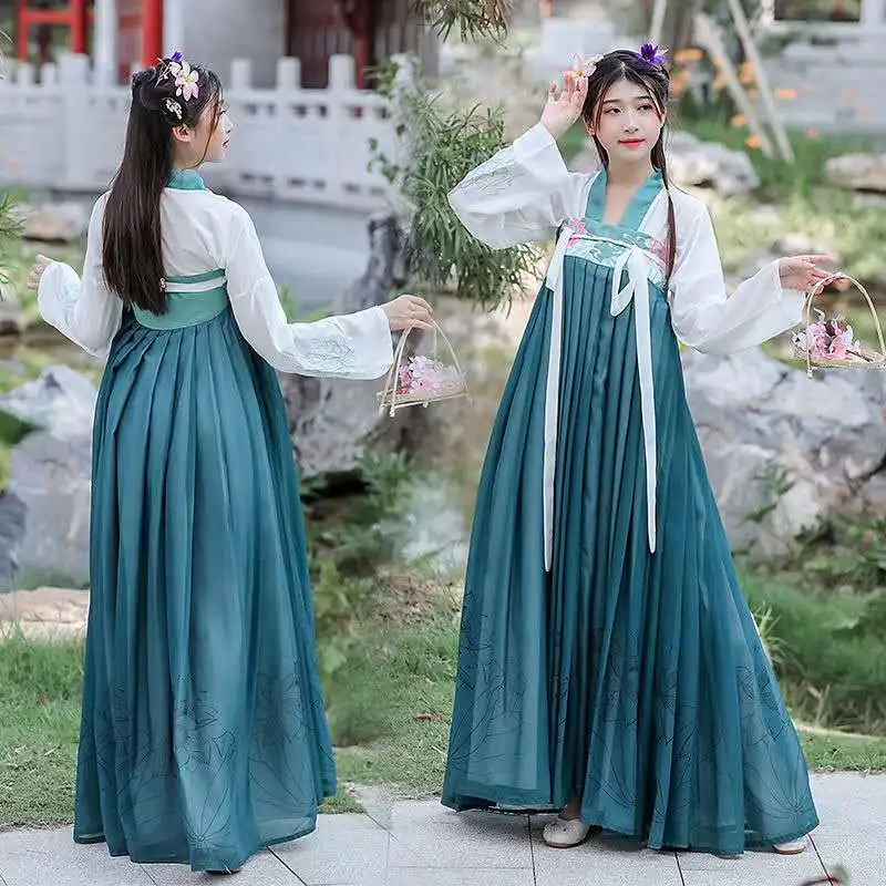 

Elegant Chinese Ancient Costume Traditional Folk Dance Stage Clothing Princess Chinese Traditional Dress Tang Hanfu Women