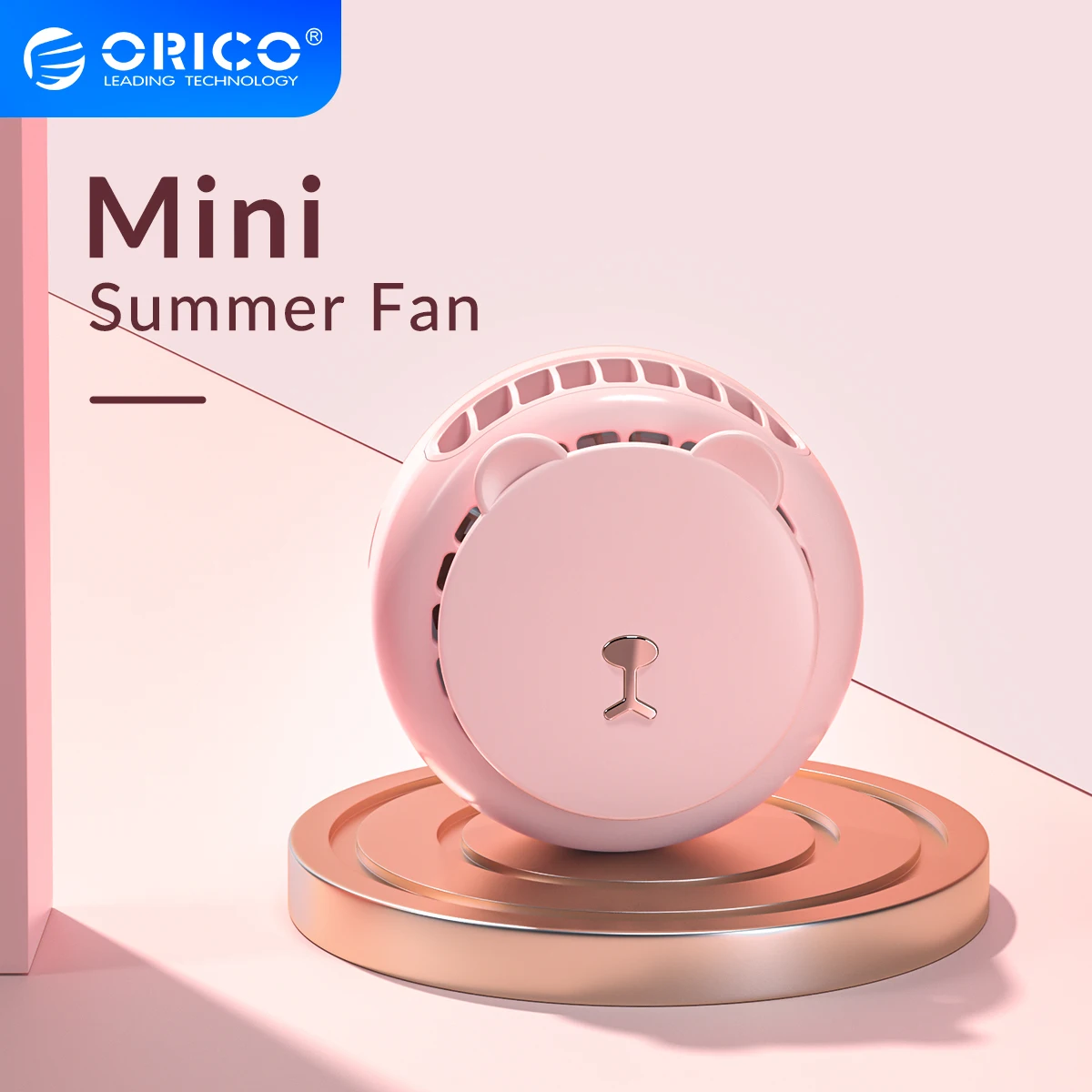 

ORICO Mini Portable USB Fan 3 Speed Natural Wind Wide Angle Built-in Battery Silent Summer USB Handheld Fan with Lanyard