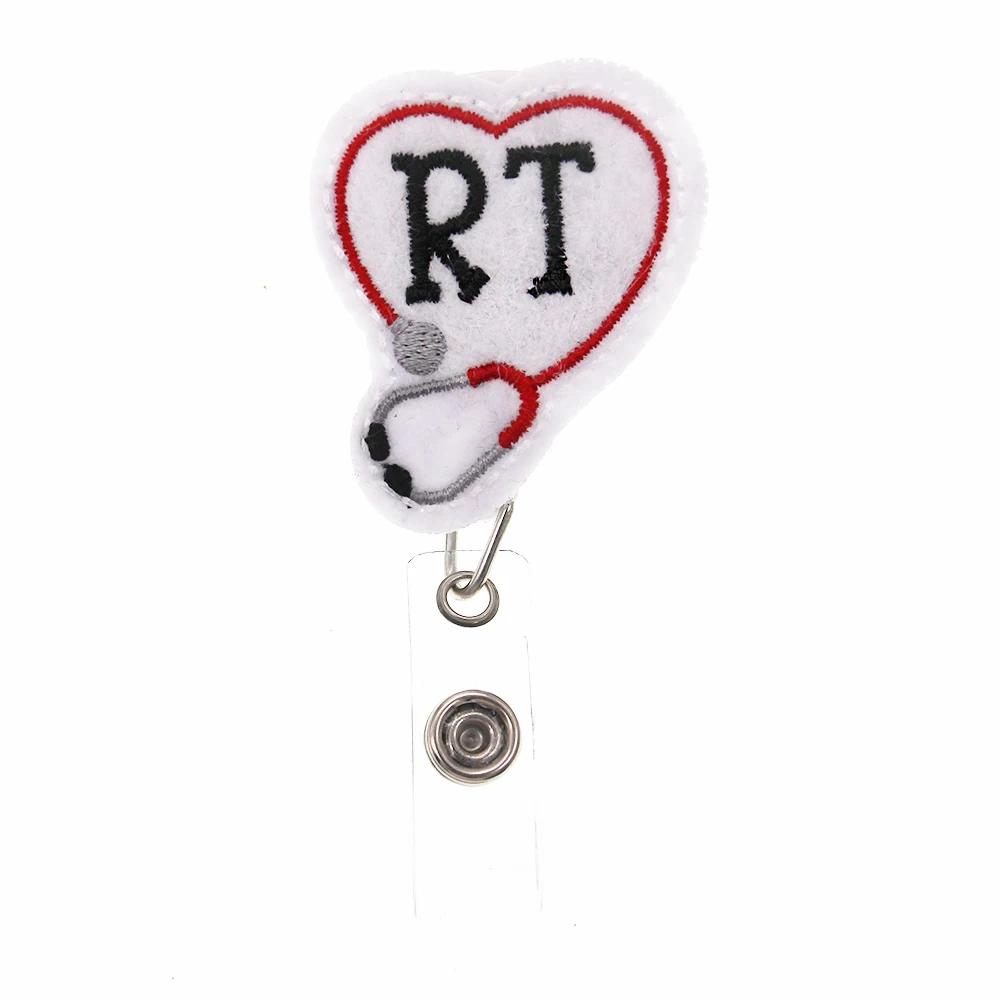 

10 pcs/lot Free Shipping RT Heart Shape Stethoscope Retractable Felt ID Badge Reel For Nurse