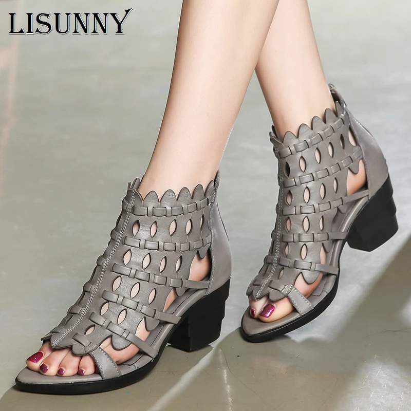 Женские сандалии ручной работы LISUNNY летние из натуральной кожи в стиле ретро на