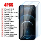 4 шт. Защитное стекло для экрана iPhone 13 12 11 Pro Max XR, закаленное стекло для iPhone 13 12 Pro 12 Mini 7 Plus 8 6 6S Plus SE 2020