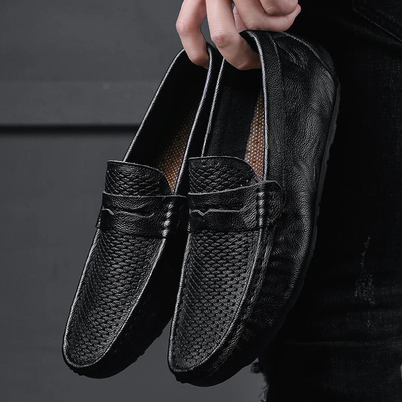 

Mens Shoes Spring Summer Breath Men Luxury Driving Shoes Slip On Flat shoes Casual Men Loafers