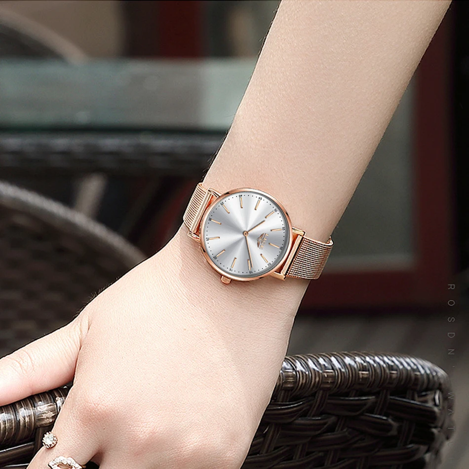 Часы наручные LIGE женские с сетчатым ремешком простые повседневные модные