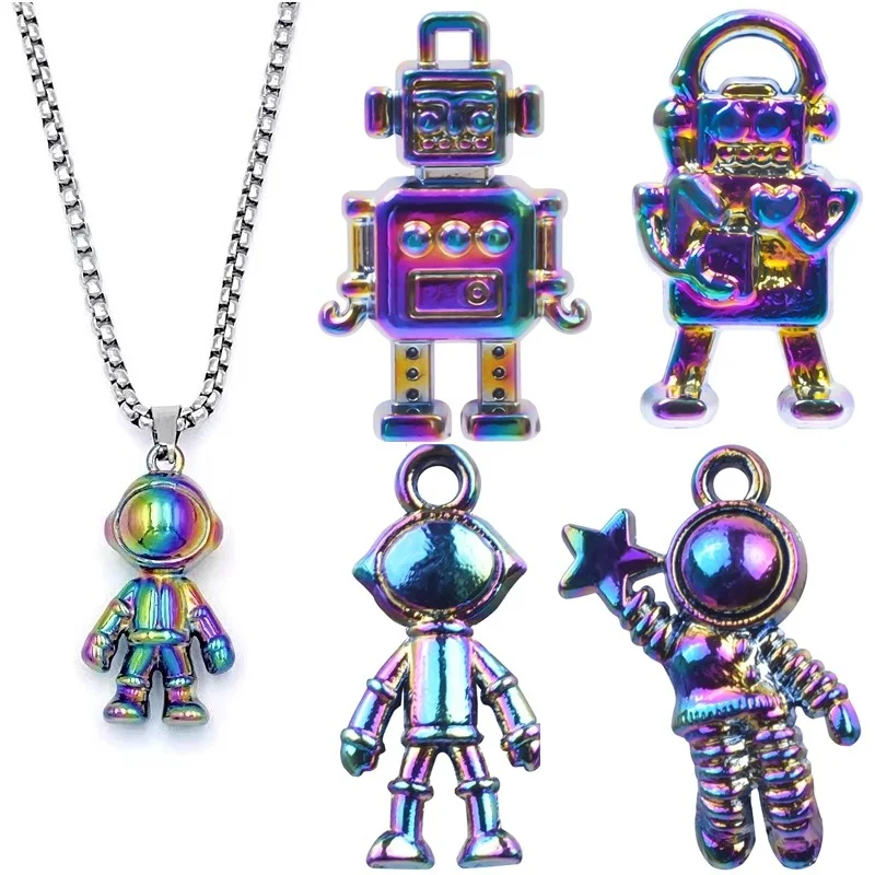 

New Colorful Hip Hop Spaceman Astronaut Chain Necklace Men Women Couple Choker Collar Gift Bijoux Acier Innoxydable Wholesale