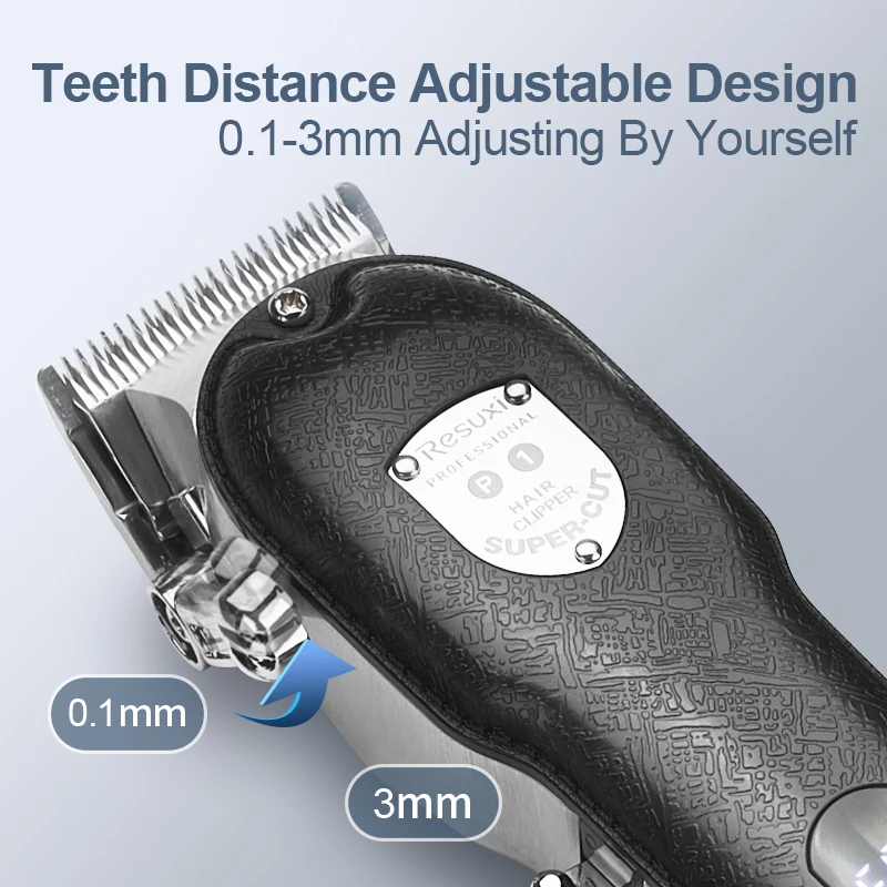 RESUXI Metal Cordless Clipper with Base ProLi Hair Trimmer Rechargeable Zero Gap Barber Cutter Men Shaver | Бытовая техника