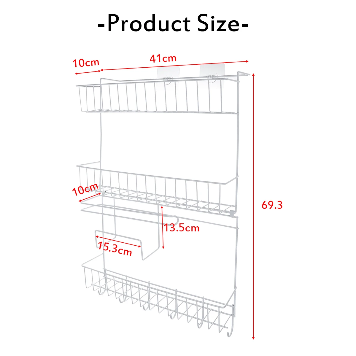 

3-Tier Multifunctional Household Kitchen Storage Rack Refrigerator Nail-free Side Rack Plastic Wrap Paper Towel Storage Shelf