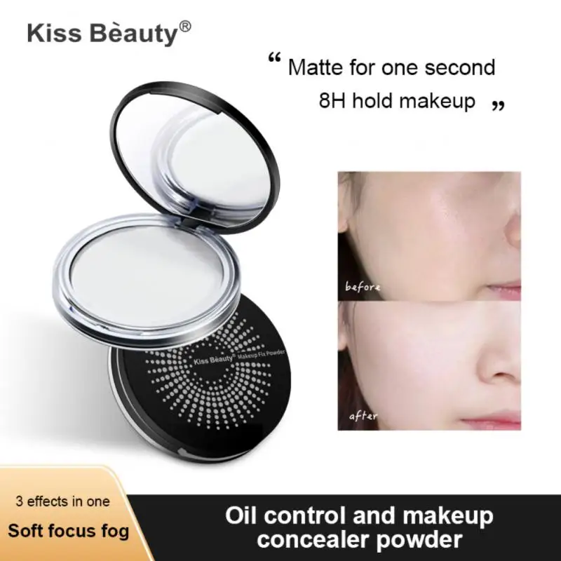 

Kiss Beauty Mineral Face Pressed Powder Oil Control Natural Foundation Powder 3 Colors Smooth Finish Concealer Setting Powder