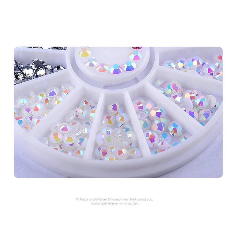 

Round AB 3D Crystal Glitter Bead Pearl Wheel Nail Art Tips Jewelry Decoration DIY Manicure Accessories Tool
