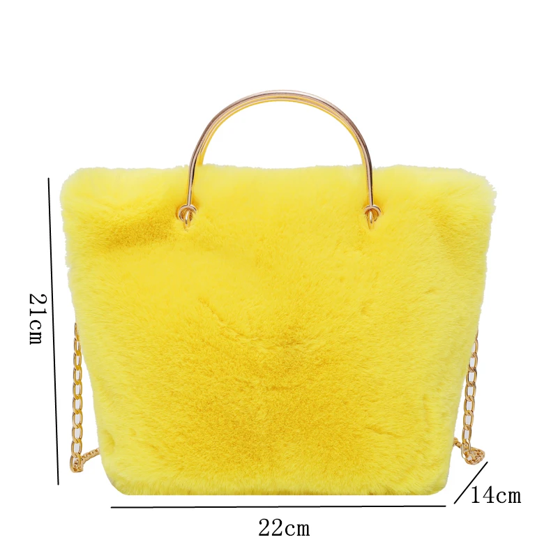 Зимняя женская сумка-тоут из искусственного меха сумка ручка металлической