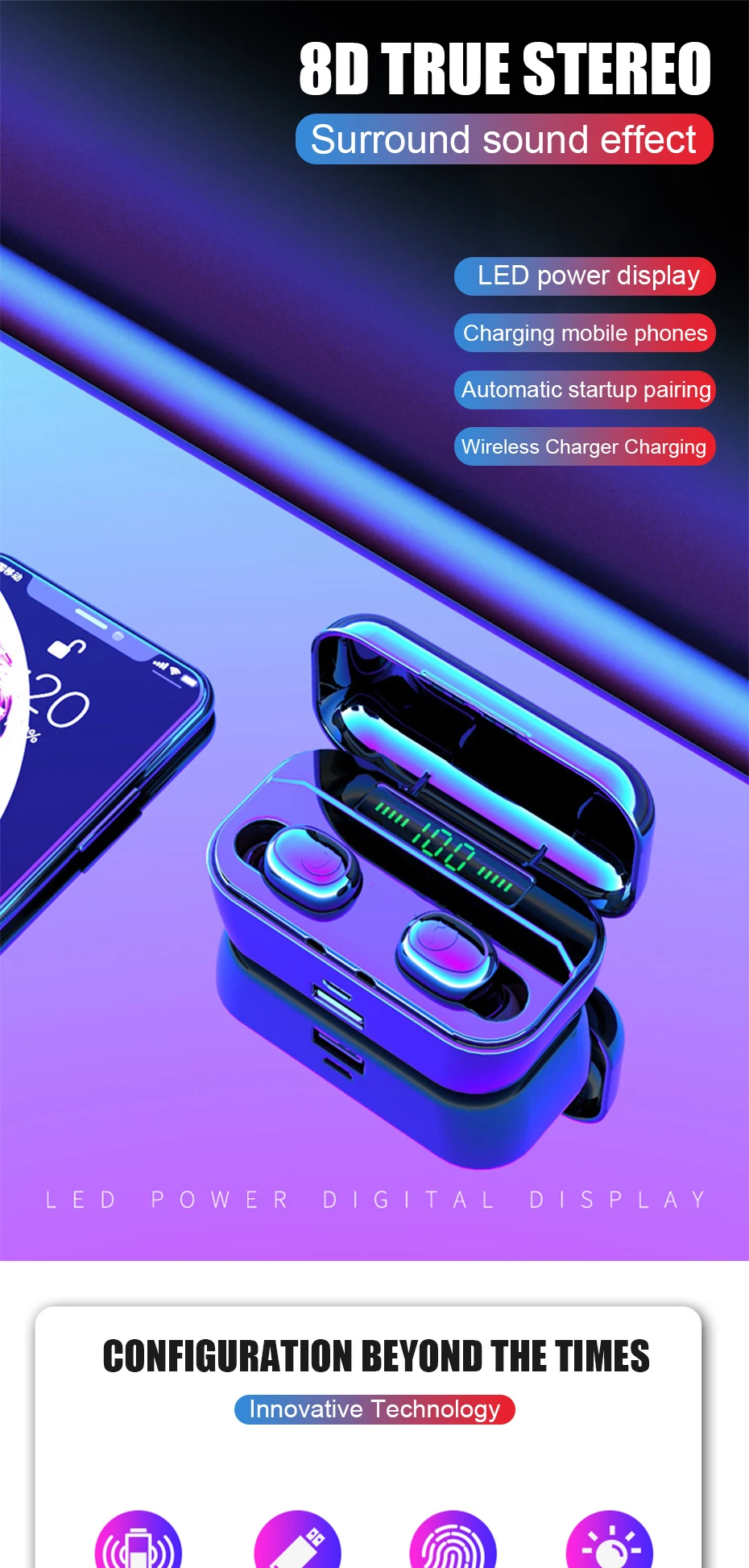 TWS IPX7 водонепроницаемый 3500 мАч Мини беспроводной Bluetooth 5,0 спортивные наушники микрофон наушники для Iphone samsung Xiaomi huawei 7 8 6 X XR