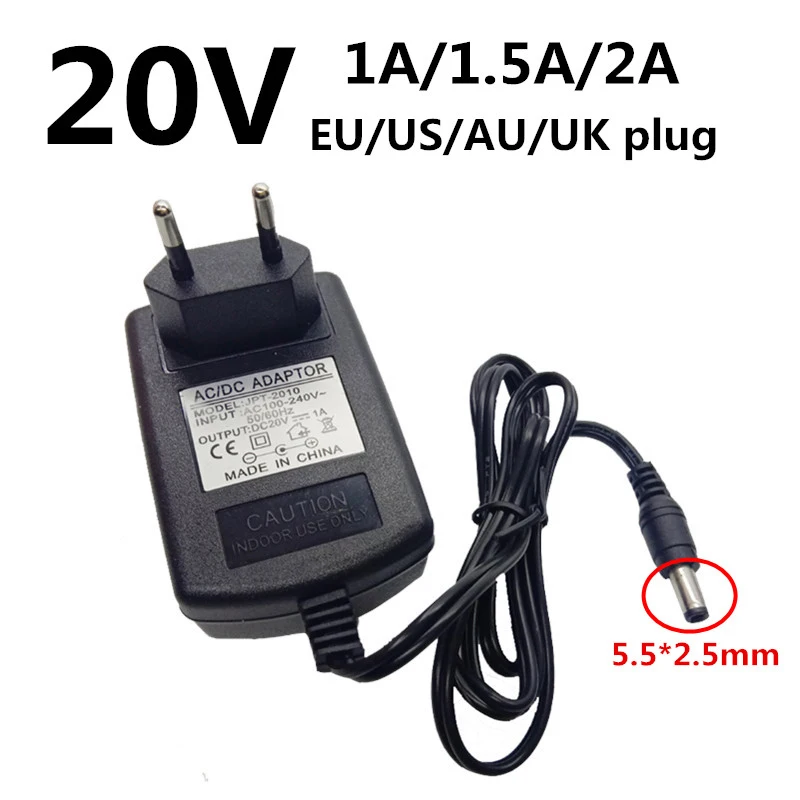 20V 1A 1.5A 2A DC5.5 x 2,5mm AC/DC адаптер 5V1A 5V2A DC адаптер питания для зарядки питания Универсальный EU US UK AU штекер