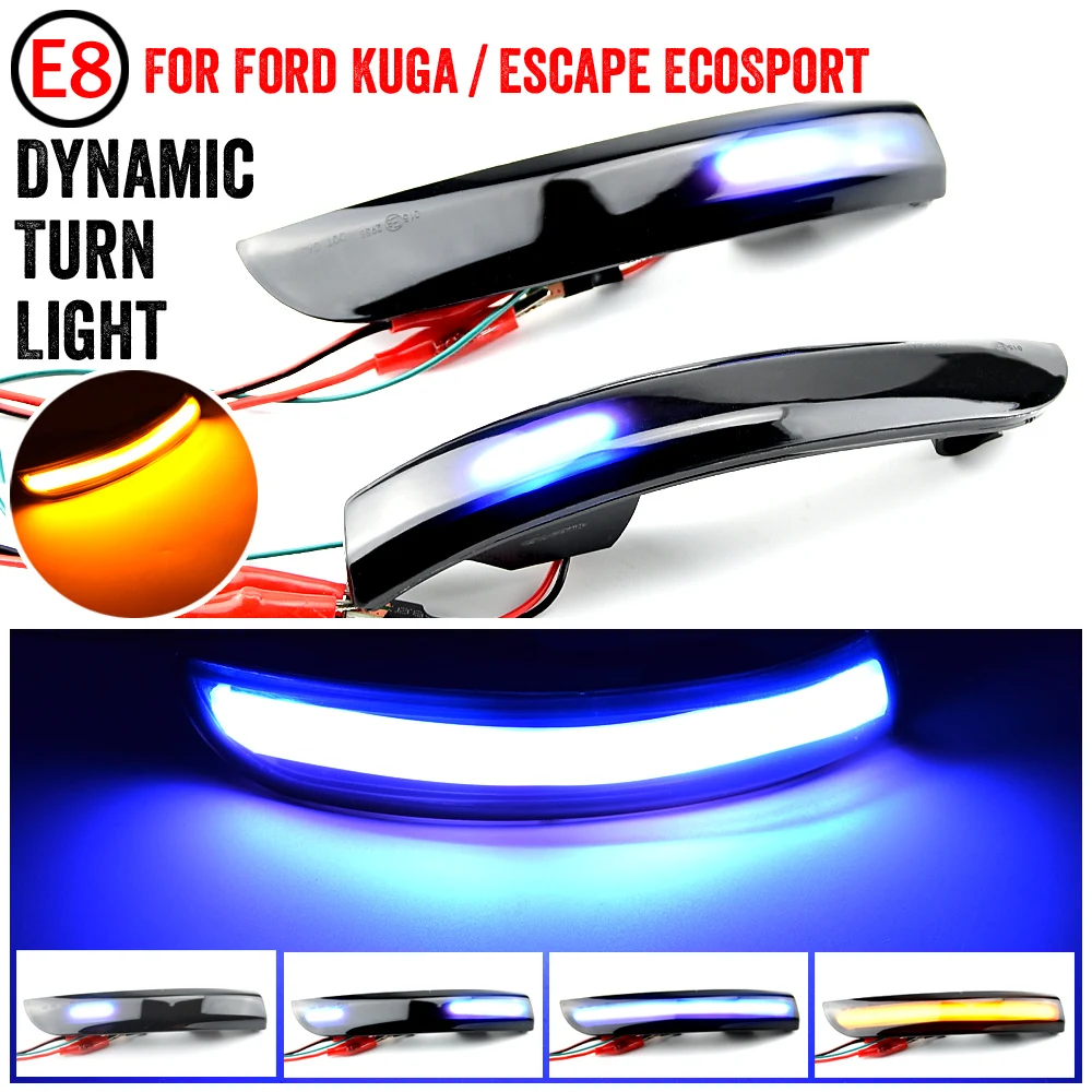 

2pcs Dynamic LED Turn Signal Lights Rearview Mirror Indicator Blinker Repeater For Ford Escape Kuga EcoSport 2013-2018