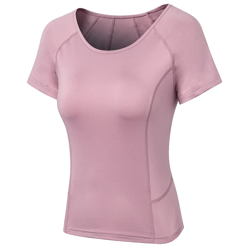 Summer Tight Yoga Shirts Women Short Sleeve Gym Tops Fitness Running Workout Sport T-Shirts Sports Wear for Female images - 6