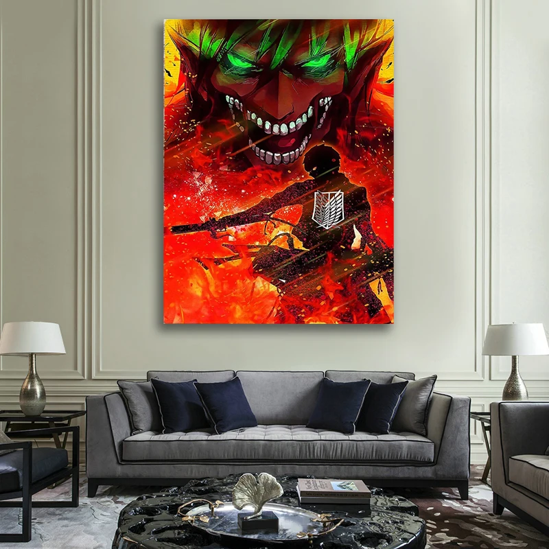 

Modular Hd Prints Attack On Titan Pictures Home Decoration Wall Art Fight Monster Canvas Painting Frame Poster For Living Room