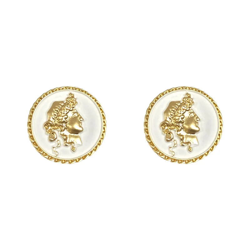 

Cute Coin Earrings For Women Retro punk Gold Color Small Coin 22mm Coin Earrings Mini Ear Piercing Earrings