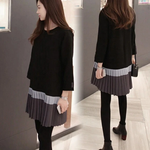 

Maternity Dresses Spring Autumn Casual Fashion Korean Style Loose Pregnancy Clothes For Pregnant Women Dress Plus Size S-5XL