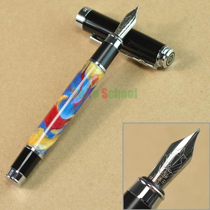Ручка перьевая Duke Celluloid Blue-Yellow-Red Quicksand Leonardo Da Vinci Beautiful M Nib Gift Pens Office & Home Supplies.