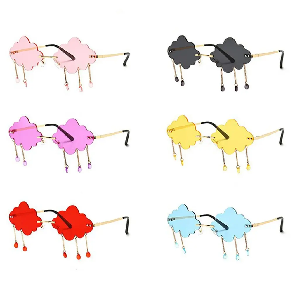 

2021 NEW Vintage Clouds Tassel Steampunk Sunglasses Fashion Rimless Driving Glasses Women Men Frameless Punk Glasses Shades