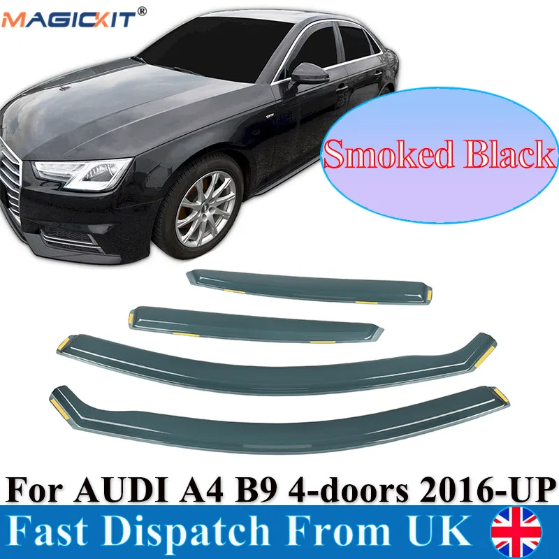

Magickit For AUDI A4 B9 2016+ SMOKED SUN RAIN Window Visors VENT SHADE GUARD