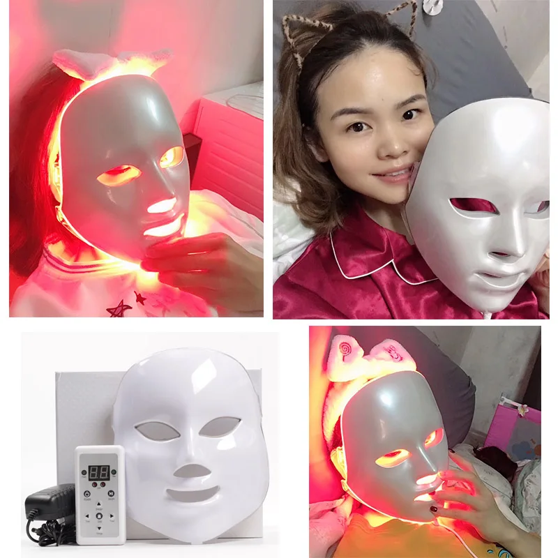 Маска led 7 цветов Светодиодная маска для лица светодиодная Корейская фотонная терапия маска для лица машинный светильник терапия маска для акне маска для шеи светодиодная маска для красоты