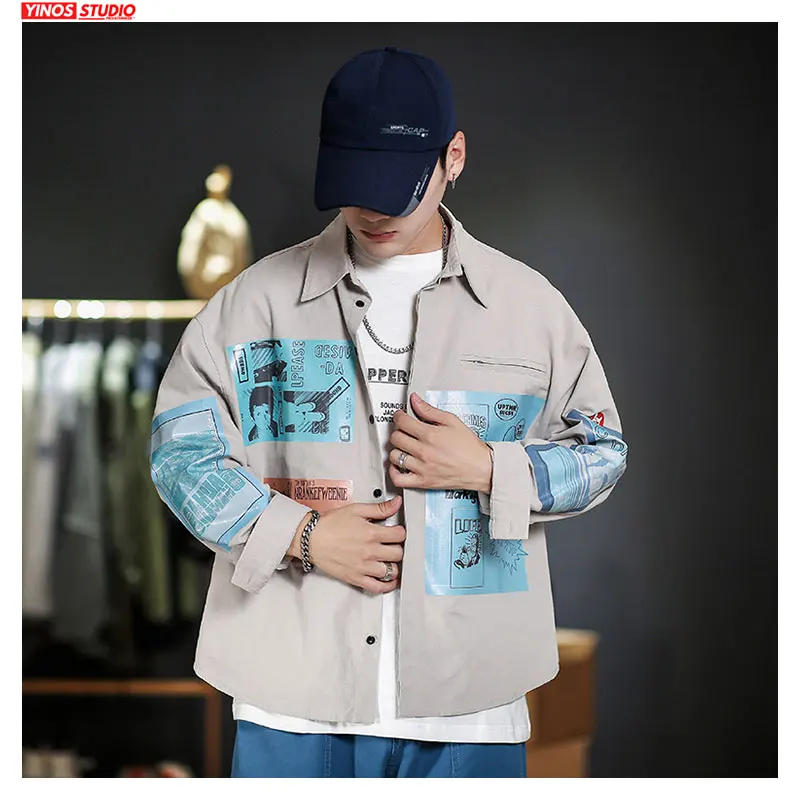 Дропшиппинг мужская Японская уличная куртка с мультяшным принтом 2019 свободные