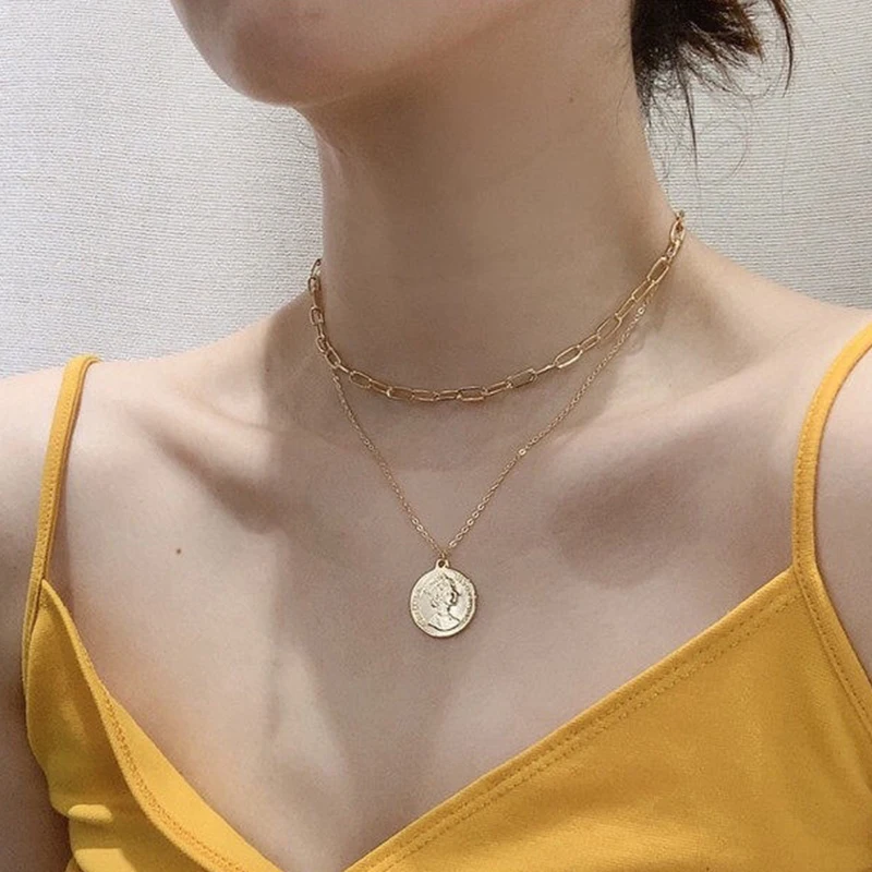 Модное ожерелье с подвеской до ключицы для женщин толстая цепь в стиле ретро