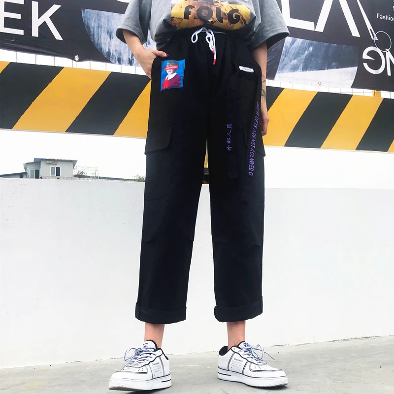 Shellsuning/комбинезон с буквенным принтом штаны Женская свободная уличная одежда