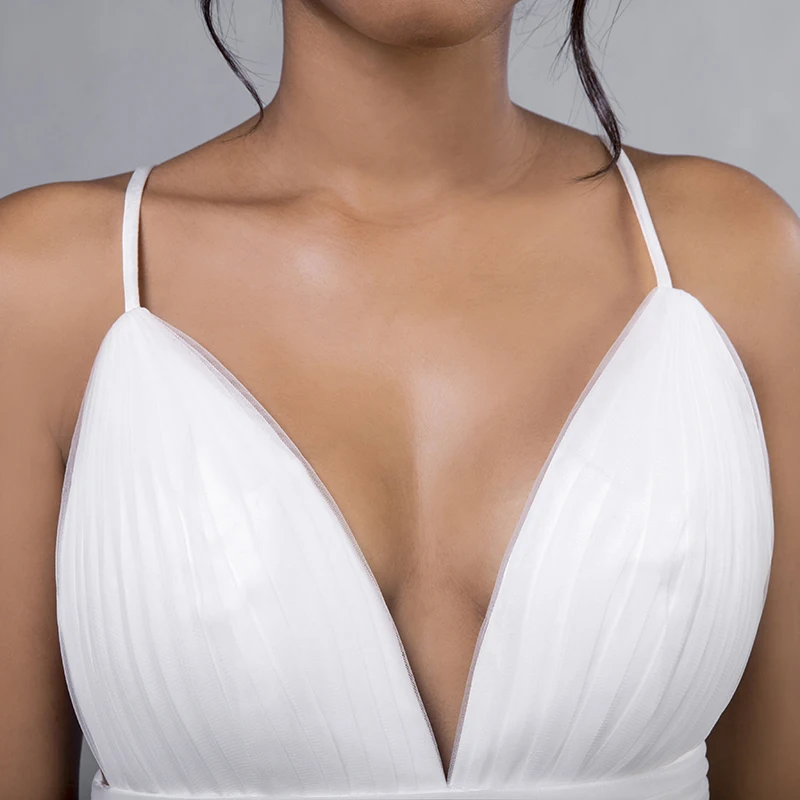 Простое свадебное платье в стиле бохо 2019 мягкое Тюлевое на бретелях-спагетти