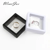 pe film brooch coin gems jewelry storage box dustproof exhibition decoration suspended floating ring earrings display rack case