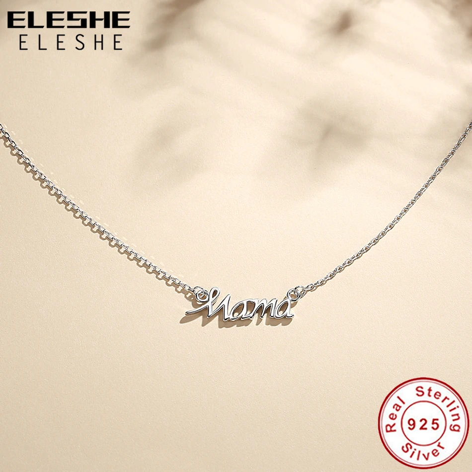

ELESHE 100% 925 стерлингового серебра i love MAMA колье с подвеской в виде буквы для женщина Мама Ожерелья, хороший подарок на день матери, модные ювели...