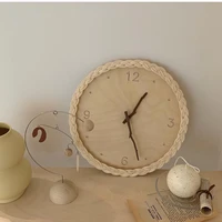 natural rattan clock home decoration round clock for baby boy girl room decoration nordic wall clocks children room decor