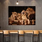 Настенный постер с изображением семьи льва, Картина на холсте с изображением животных, напечатанная на холсте для гостиной, современный скандинавский Декор для дома