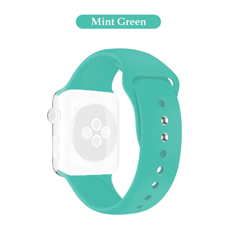 Mint Green Силиконовый сменный спортивный ремешок 38 мм 40 мм для Apple Watch Series 1 2 3 4 42 мм 44 мм ремешок на запястье для iWatch Sport Edition - Цвет: Mint Green