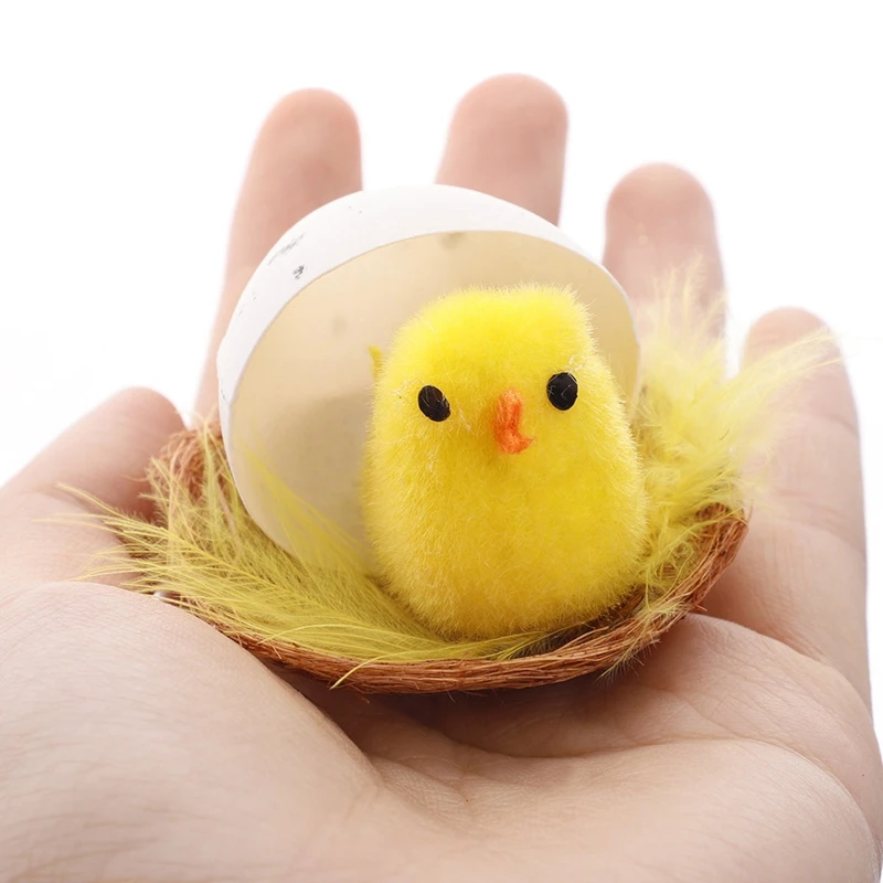 12Pcs Simulation Easter Yellow Chick Mini Artificial Toys Plush Chicken Gift Home Decor For Kids | Дом и сад